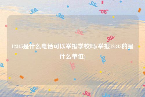 12345是什么电话可以举报学校吗(举报12345的是什么单位)