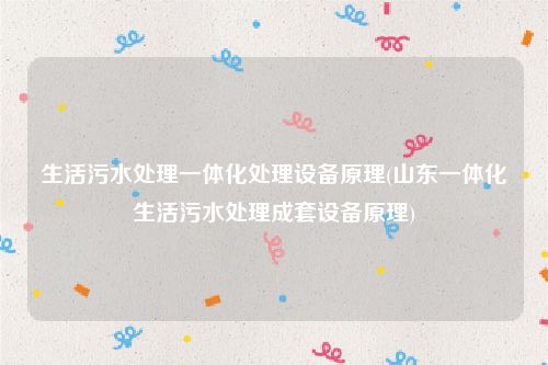 生活污水处理一体化处理设备原理(山东一体化生活污水处理成套设备原理)