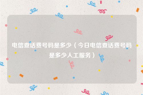 电信查话费号码是多少(今日电信查话费号码是多少人工服务)