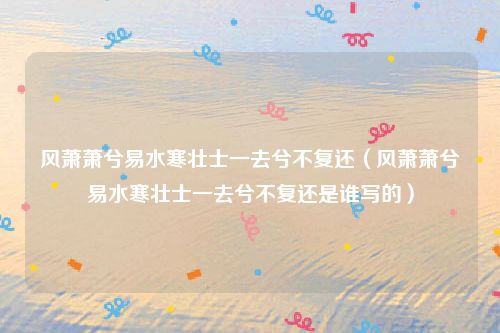 风萧萧兮易水寒壮士一去兮不复还（风萧萧兮易水寒壮士一去兮不复还是谁写的）