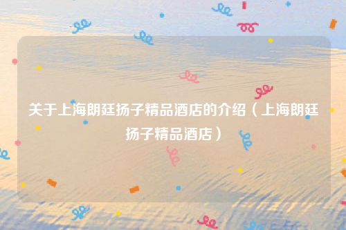 关于上海朗廷扬子精品酒店的介绍（上海朗廷扬子精品酒店）