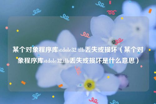 某个对象程序库stdole32 tlb丢失或损坏(某个对象程序库stdole32.tlb丢失或损坏是什么意思)