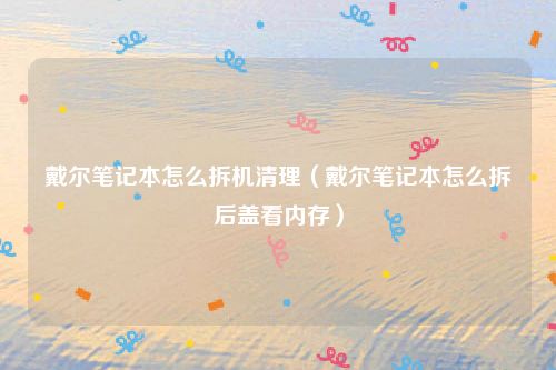 戴尔笔记本怎么拆机清理(戴尔笔记本怎么拆后盖看内存)