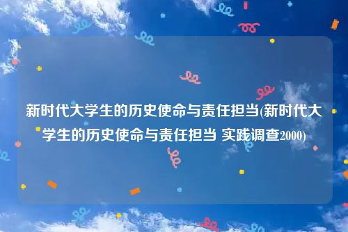 新时代大学生的历史使命与责任担当(新时代大学生的历史使命与责任担当 实践调查2000)