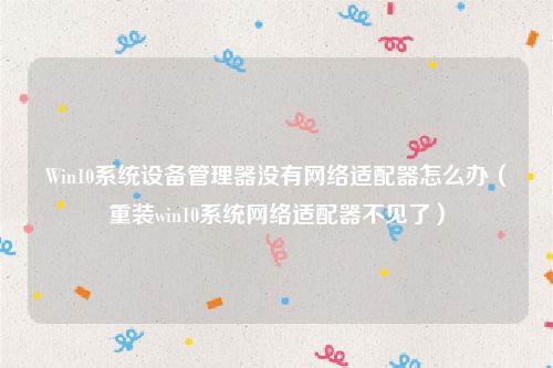Win10系统设备管理器没有网络适配器怎么办(重装win10系统网络适配器不见了)