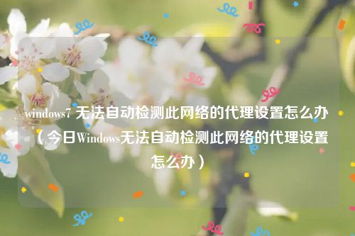 windows7 无法自动检测此网络的代理设置怎么办（今日Windows无法自动检测此网络的代理设置怎么办）