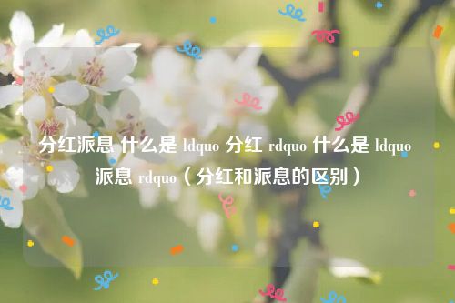 分红派息 什么是 ldquo 分红 rdquo 什么是 ldquo 派息 rdquo(分红和派息的区别)